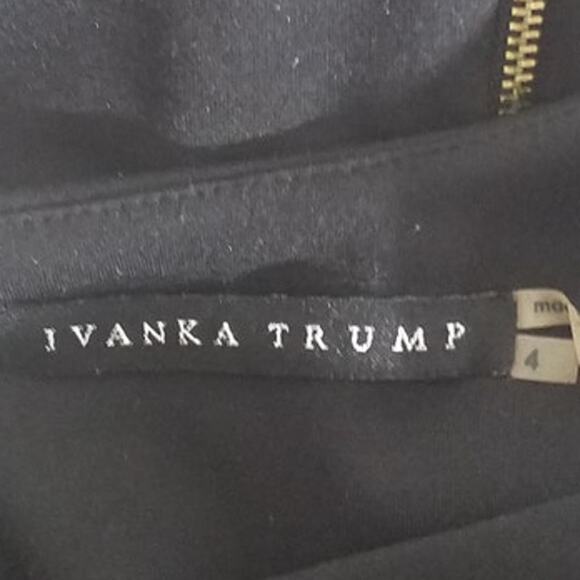 Ivanka Trump Womens Size 4 Side Pleat Sheath Dress Black White Sides Back Zip - Picture 5 of 6